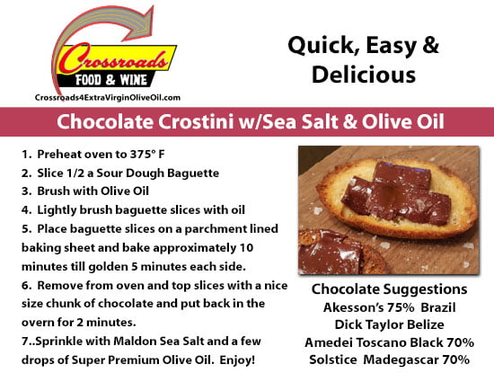 Chocolate Crostini w/Sea Salt & Olive Oil